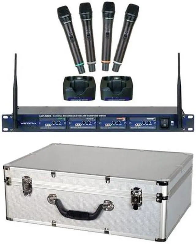 Main image of VocoPro UHF-5805-9 Professional Rechargeable 4 Channel UHF Wireless Mic System