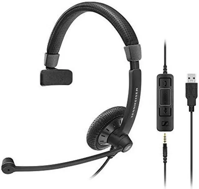 Alt view image 9 of 13 - Epos SC 45 USB MS (1000634) - Single-Sided Business Headset | For Skype for Business, Mobile Phone, Tablet, Softphone, and PC | HD Sound & Noise-Cancelling Microphone (Black)