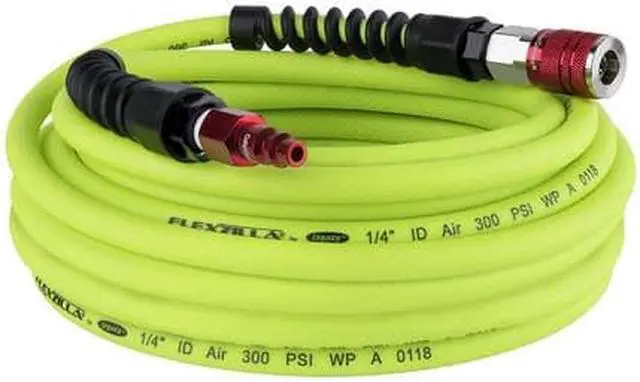 Alt view image 8 of 16 - FLEXZILLA HFZP1450YW2-D Flexzilla Pro Air Hose 1/4in x 50ft w/ ColorConnex Coupler Plug Type D Red