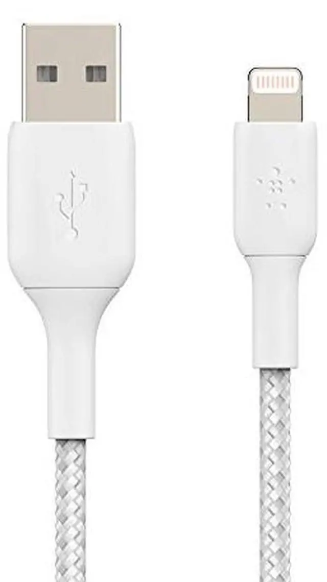 Alt view image 9 of 13 - BELKIN CAA002bt2MWH White Braided Lightning to USB Cable, MFi-Certified iPhone Charging Cord