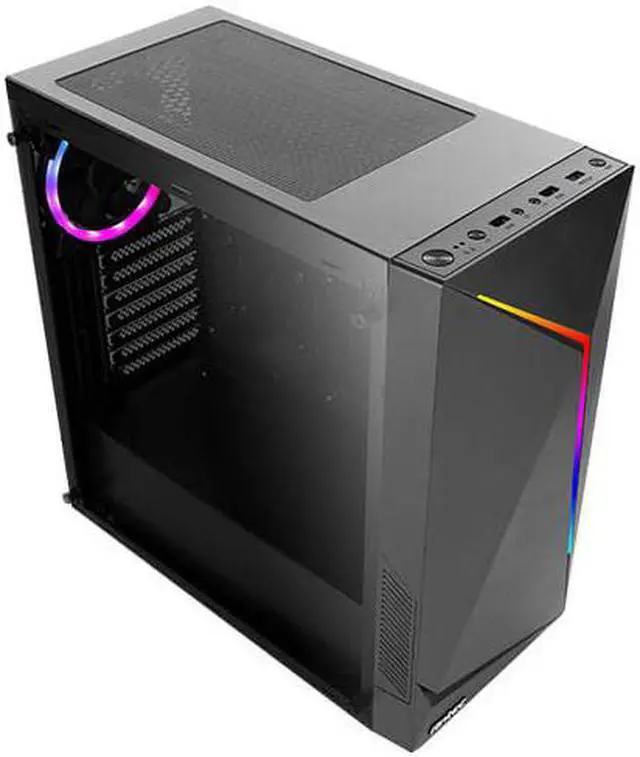 Alt view image 13 of 13 - Antec NX300 BLACK Tempered Glass Side Panel, LED Strip Front Panel NX Series Mid Tower ATX Gaming Case with ARGB Fan, Black