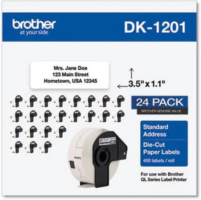 Alt view image 8 of 14 - Brother Die-Cut Address Labels, 1.1 x 3.5, White, 400/Roll, 24 Rolls/Pack