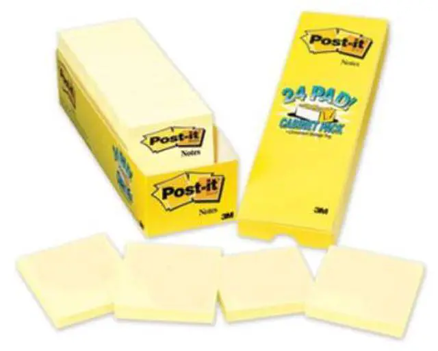 Alt view image 17 of 20 - Post-it Notes Cabinet Pack 3" x 3" Canary Yellow 24/Pads (654-24CP) 653423
