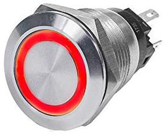Alt view image 11 of 15 - Push Switch, Stain., Off-On, Red, 10A