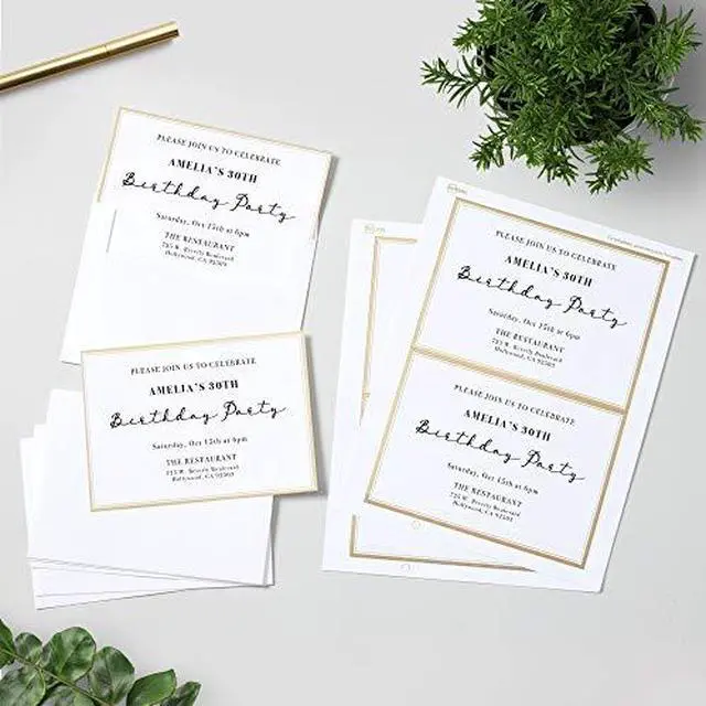 Alt view image 14 of 15 - Avery Matte White Invitation Cards with Metallic Gold Borders, 5" x 7", 30 Blank Greeting Cards (3325)
