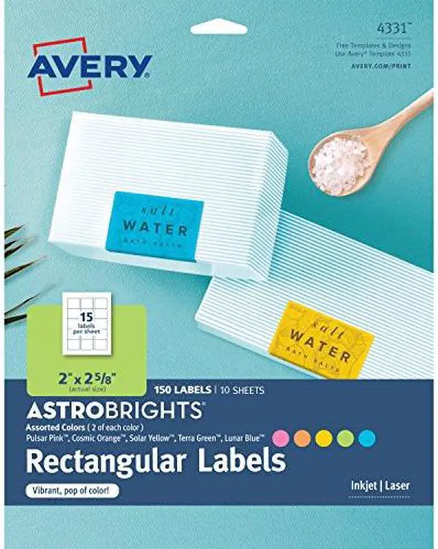 Alt view image 20 of 20 - Avery Label,2x2 5/8",150/Pk,Ast 4331