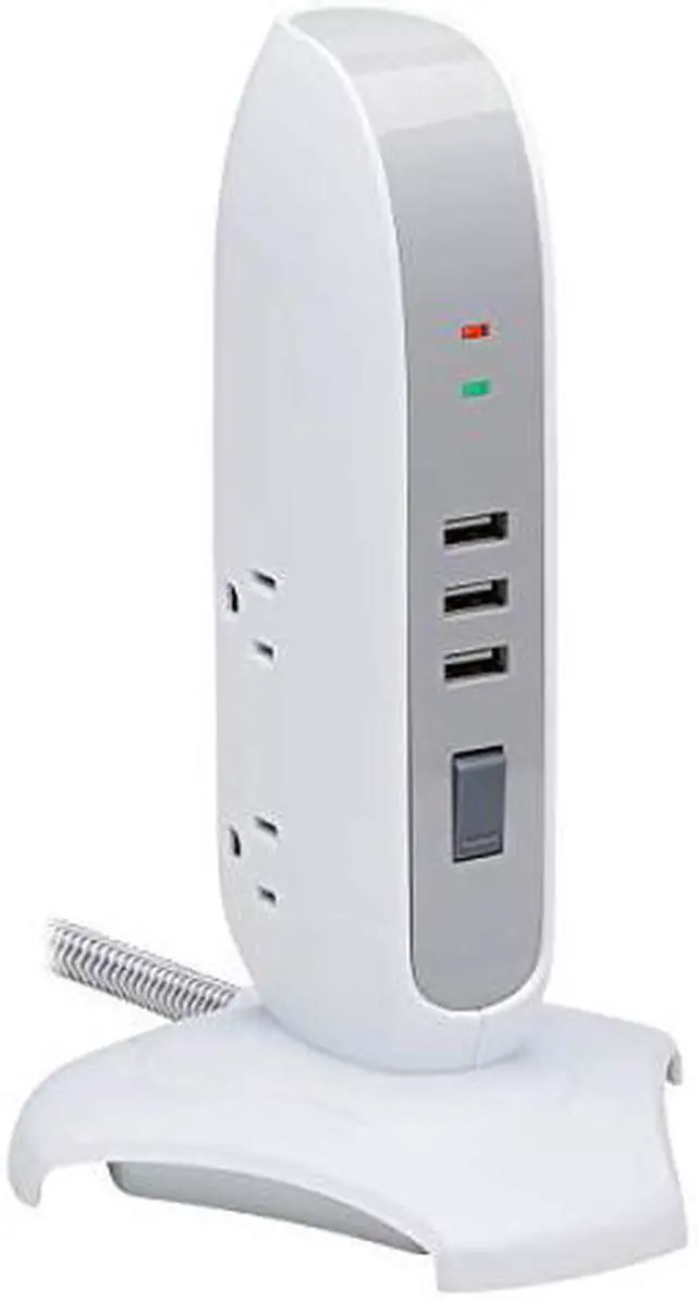 Alt view image 14 of 14 - Tripp Lite Surge Protector Tower 5-Outlet w/ 3 USB Ports White TLP66USB