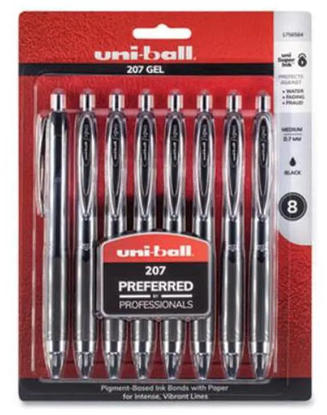Alt view image 9 of 14 - uni-ball 207 Retractable Gel Pens Medium Point (0.7mm) Black 2431821