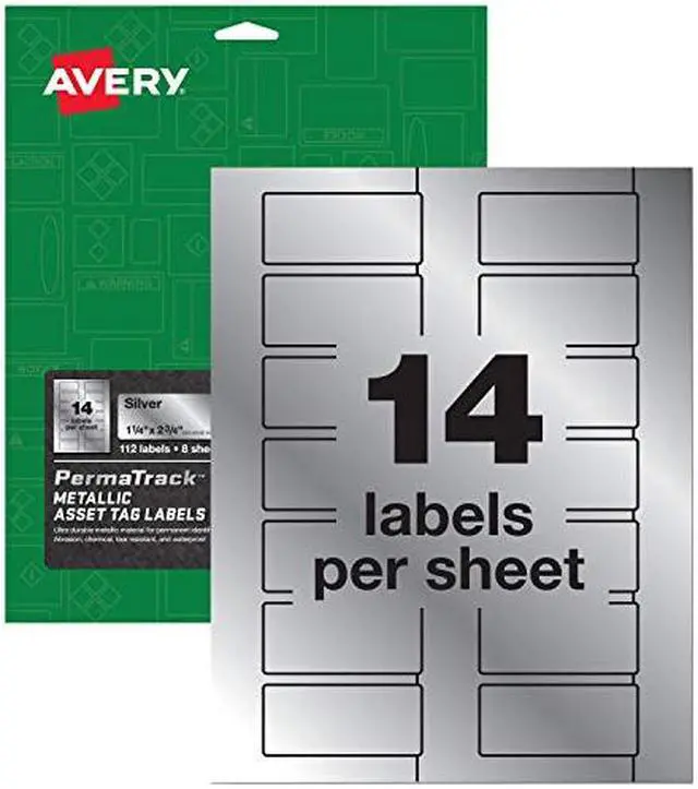 Alt view image 13 of 15 - Avery PermaTrack Metallic Asset Tag Labels, 1-1/4" x 2-3/4", 112 Asset Tags (61528)