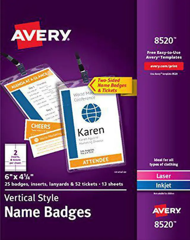 Alt view image 10 of 10 - avery vertical name badges, durable plastic holders, lanyards, 6 x 41/4, 25 badges 8520