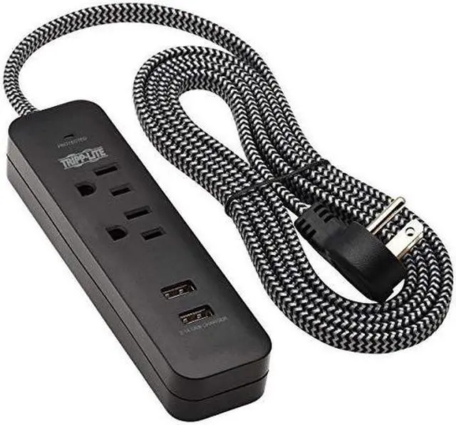 Alt view image 8 of 12 - Tripp Lite Surge Protector Power Strip 2-Outlet 2 USB Ports 2.1A TLP206USB
