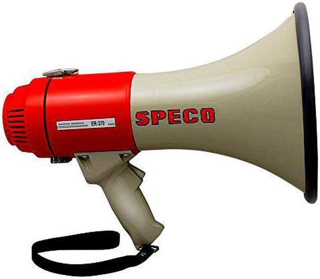 Alt view image 7 of 9 - Speco Er370 Deluxe Megaphone W/Siren - Red/Grey - 16W