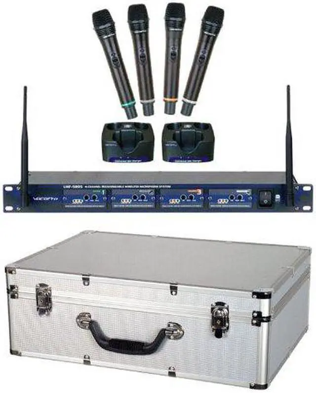 Alt view image 4 of 11 - VocoPro UHF-5805-9 Professional Rechargeable 4 Channel UHF Wireless Mic System
