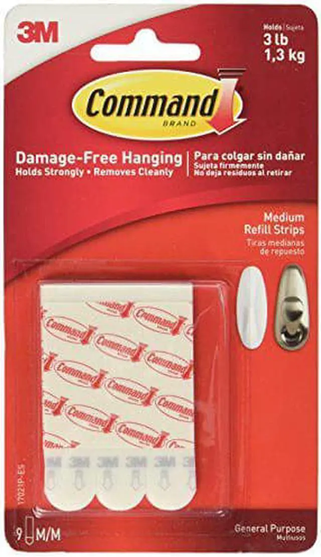 Alt view image 6 of 15 - Command Medium Refill Mounting Adhesive Strip (9 Count) 17021P-ES-9PK - OEM