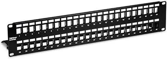 Alt view image 2 of 11 - trendnet 48-port blank keystone shielded 2u hd patch panel, tc-kp48s, 2u 19? metal rackmount housing, network management panel, recommended with tc-k06c6a cat6a keystone jacks (sold separately)