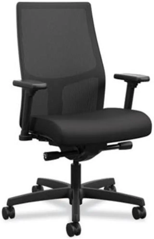 Alt view image 4 of 6 - Ignition 2.0 4-Way Stretch Mid-Back Mesh Task Chair Supports 300 lb 17" to 21" Seat Height Black Seat/Back Black Base HONI2M2AMNC10TK