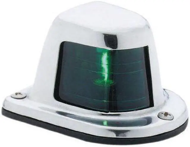 Alt view image 8 of 10 - Attwood 1-Mile Deck Mount, Green Sidelight - 12V - Stainless Steel Housing