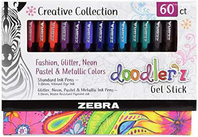 Alt view image 3 of 5 - Zebra doodler'z Gel Pen Medium Point Assorted Inks 60/Pack (41960)