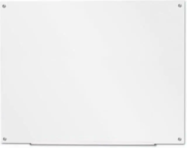 Alt view image 4 of 10 - Universal Frameless Glass Marker Board, 48" X 36", White UNV43233 Includes marker holder and mounting kit