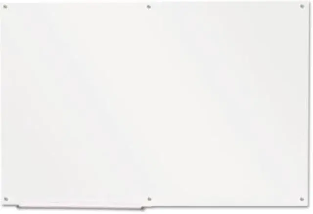 Alt view image 3 of 3 - Universal Frameless Glass Marker Board, 72" X 48", White UNV43234 Includes marker holder and mounting kit