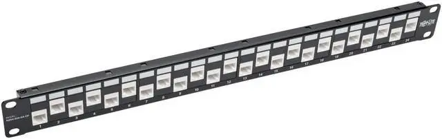 Alt view image 7 of 8 - 24-PORT 1U RACK-MOUNT CAT6A/CAT6/CAT5E OFFSET FEED-THROUGH PATCH PANEL WITH CABL