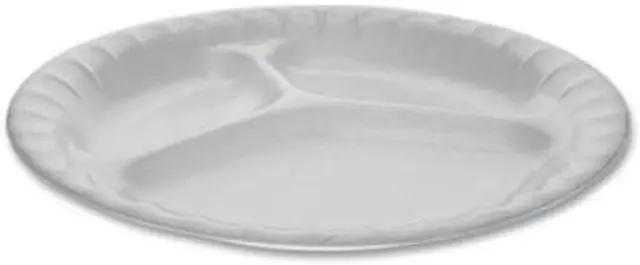 Alt view image 4 of 8 - Pactiv Foam Dinnerware 3-Compartment Plate 8.88 Diam 0TK100110000