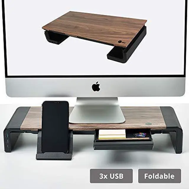 Alt view image 5 of 15 - SIIG Stylish Foldable Monitor Stand with USB Hub CEMT2Q12S1
