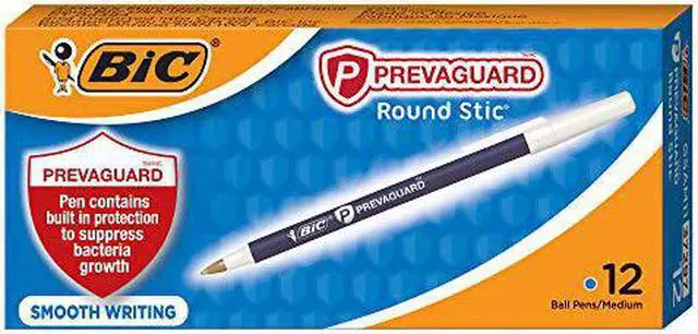 Alt view image 3 of 8 - BIC Prevaguard Round Stic Ballpoint Pen Medium Point Blue Ink Dozen (GSAM11-BLU) GSAM11BE