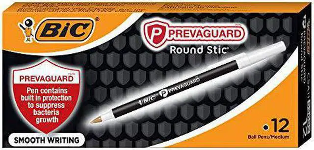 Alt view image 3 of 8 - Bic PrevaGuard Ballpoint Stick Pen, Bk Ink/Bk  Barrel, 1 mm, Dozen (BICGSAM11BK)