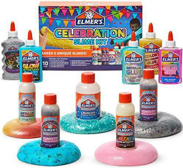Alt view image 3 of 5 - Elmer's Celebration Slime Kit | Slime Supplies Include Assorted Magical Liquid Slime Activators and Assorted Liquid Glues, 10 Count