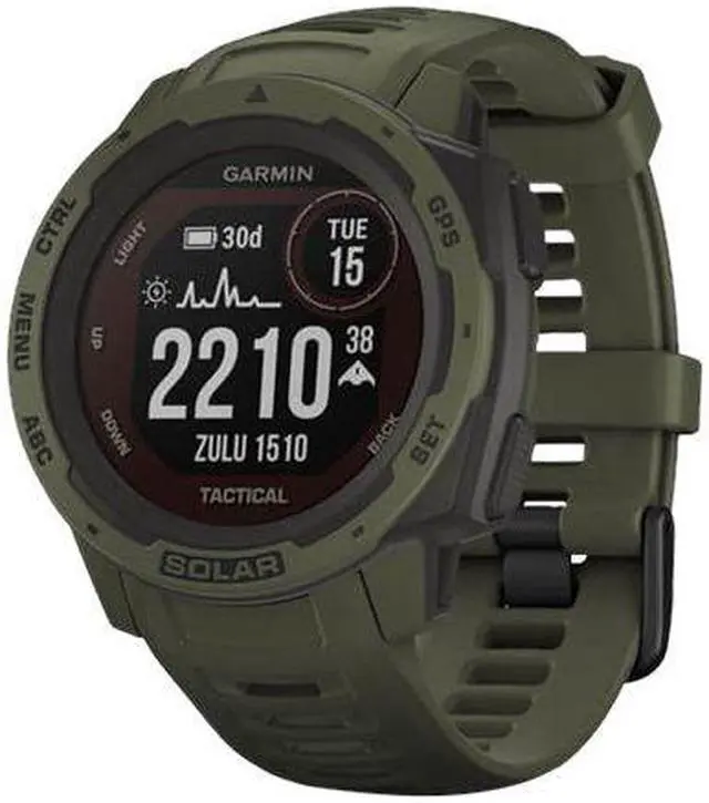 Alt view image 10 of 11 - Garmin Instinct Solar Tactical, Solar-Powered Rugged GPS Smartwatch -Moss Green-  (010-02293-14)
