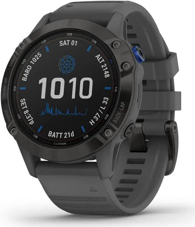 Alt view image 6 of 19 - Garmin FENIX6SOLBKS GARMIN FENIX 6 PRO SOLAR WATCH