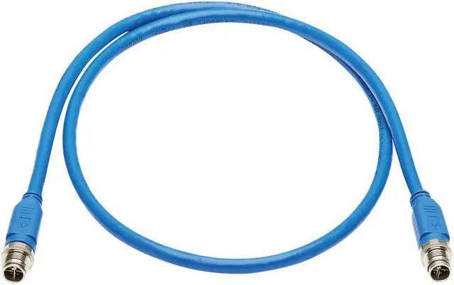 Alt view image 2 of 7 - Tripp Lite M12 X-Code Cat6a Shielded Ethernet Cable, 10G F/UTP CMR-LP (M/M), IP68, 60W Power over Ethernet, Blue, 3.3 Feet / 1 Meter (NM12-6A1-01M-BL)