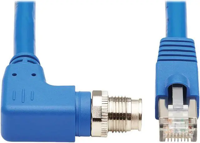 Alt view image 2 of 9 - Tripp Lite M12 X-Code Cat6a Shielded Ethernet Cable, Right-Angle M12/RJ45 Cable, 10G F/UTP CMR-LP (M/M), IP68, 60W Power over Ethernet, Blue, 9.8 Feet / 3 Meters (NM12-6A4-03M-BL)