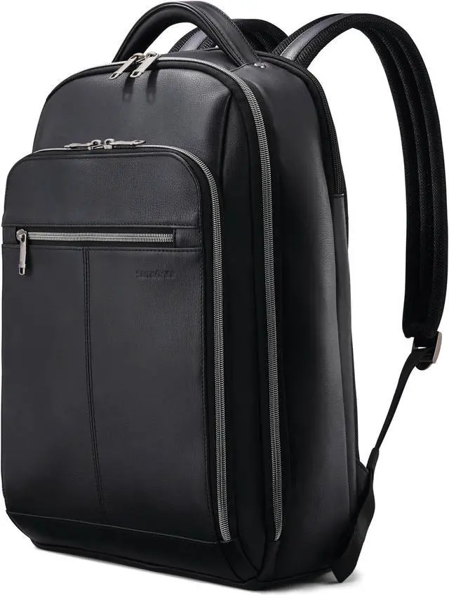 Alt view image 4 of 7 - samsonite classic leather backpack, black, one size