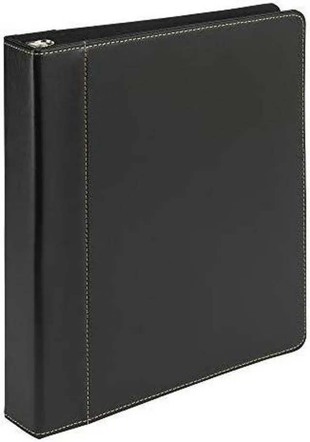 Alt view image 2 of 4 - Samsill 1" Contrast Stitch Leather 3 Ring Binder, Portfolio Organizer, 3 Ring Binder, (8.5 x 11), Holds 200 Sheets, Black