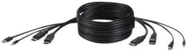 Alt view image 9 of 16 - Belkin F1D9020B10T 10ft Dual Head DP/USB/Audio M/M KVM Combo Cable Black