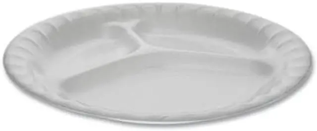 Alt view image 5 of 8 - Pactiv Foam Dinnerware 3-Compartment Plate 8.88 Diam 0TK100110000