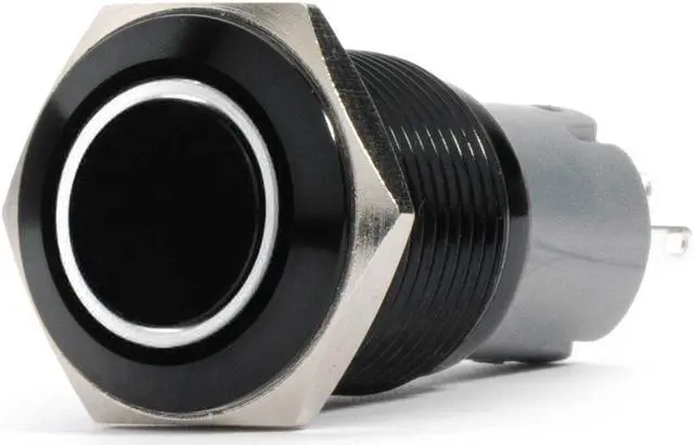 Alt view image 4 of 7 - RS-B19MM-LEDW - 19mm Flush Mount Pre-Wired LED 2-Position On/Off Switch (White) (Each) - Black Finish