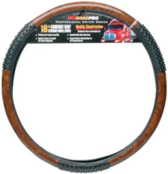 Alt view image 2 of 9 - ROADPRO R RPSW-3003 18 COMFORT GRIP STEERING WHEEL COVER  BLACK WOOD GRAIN