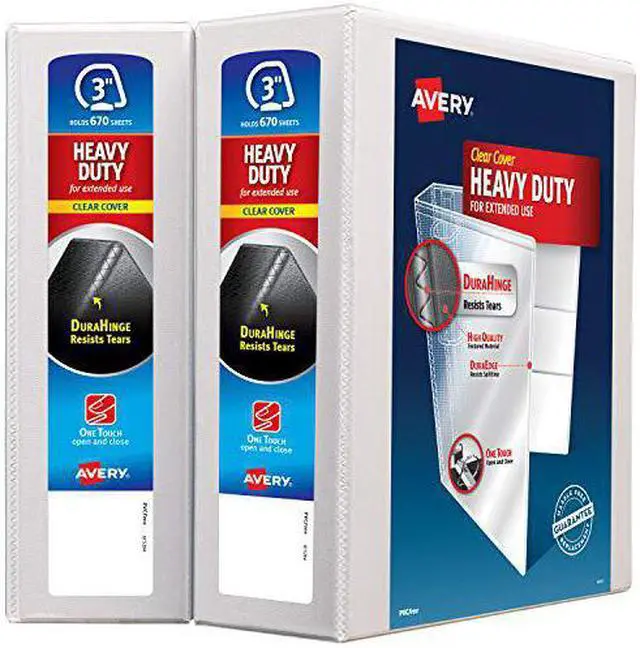 Alt view image 2 of 2 - Heavy-Duty Non Stick View Binder with DuraHinge and Slant Rings 3 Rings 3" Capacity 11 x 8.5 White 2/Pack 79791