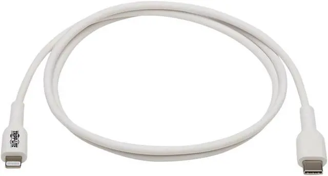 Alt view image 4 of 14 - Tripp Lite Safe-IT M102AB-01M-WH Lightning-USB-C Data Transfer Cable