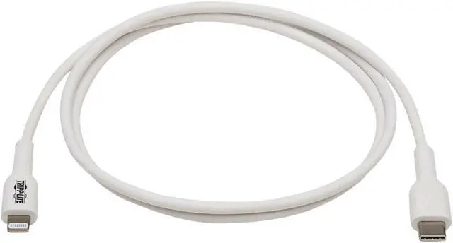 Alt view image 6 of 14 - Tripp Lite Safe-IT M102AB-01M-WH Lightning-USB-C Data Transfer Cable