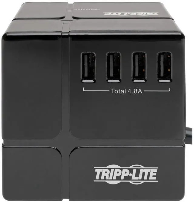 Alt view image 4 of 4 - Tripp Lite Safe-IT Cube Surge Protector & Charging Station, 3-Outlets, 6-USB Fast Charging Ports, Antimicrorial Protection, 8ft / 2.4M Cord (TLP368CUBEUAM)