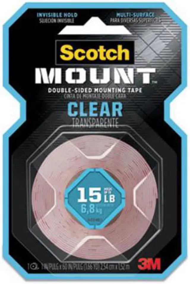 Alt view image 2 of 2 - Scotch Double-Sided Mounting Tape, 1" x 60", Clear/Red Liner, 1 Roll (MMM410H)