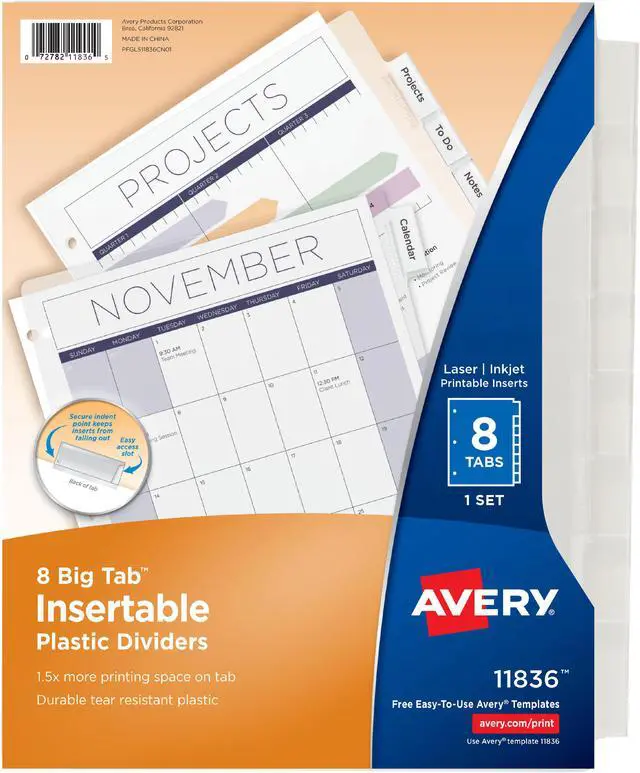Alt view image 2 of 3 - Avery Insertable Big Tab Plastic Dividers, 11 x 8.5, Clear, 1 Set (AVE11836)