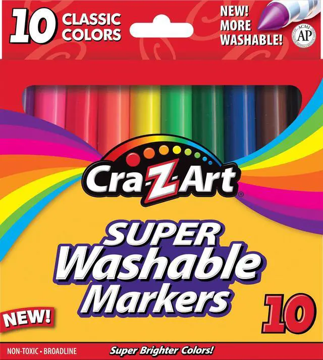 Alt view image 2 of 3 - Cra-z-art Washable Markers, Broad Bullet Tip, Assorted, 10/Set (CZA1000224)