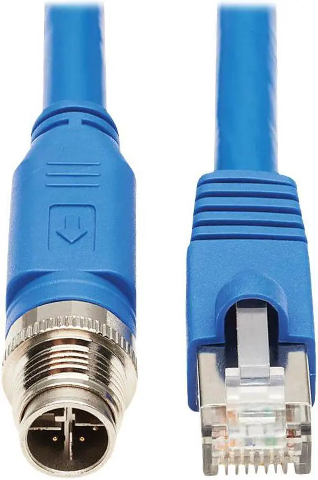 Alt view image 7 of 12 - Tripp Lite M12 X-Code Cat6a Shielded Ethernet Cable, M12/RJ45 Cable, 10G F/UTP CMR-LP (M/M), IP68, 60W Power over Ethernet, Blue, 16.4 Feet / 5 Meters (NM12-6A2-05M-BL)