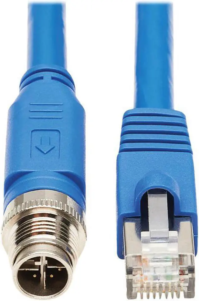 Alt view image 8 of 11 - Tripp Lite M12 X-Code Cat6a Shielded Ethernet Cable, M12/RJ45 Cable, 10G F/UTP CMR-LP (M/M), IP68, 60W Power over Ethernet, Blue, 9.8 Feet / 3 Meters (NM12-6A2-03M-BL)