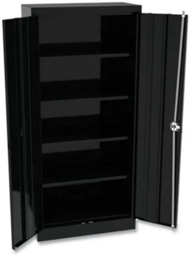 Alt view image 2 of 5 - Alera CM6615BK Space Saver Storage Cabinet, Four Fixed Shelves, 30.00"w x 15.00"d x 66.00"h, Black